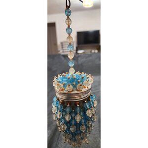 Antique Potpourri Beaded Ornament Blue Clear Glass Beads Potpourri Orn5